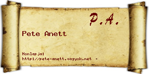 Pete Anett névjegykártya