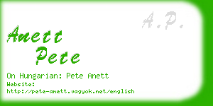 anett pete business card